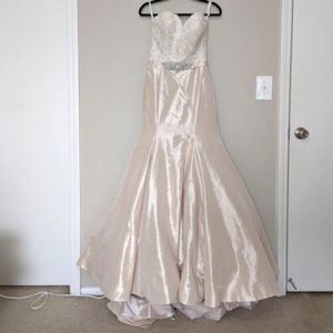 Allure Romance 2803 Champagne Floral Beaded Belt Strapless Wedding Dress